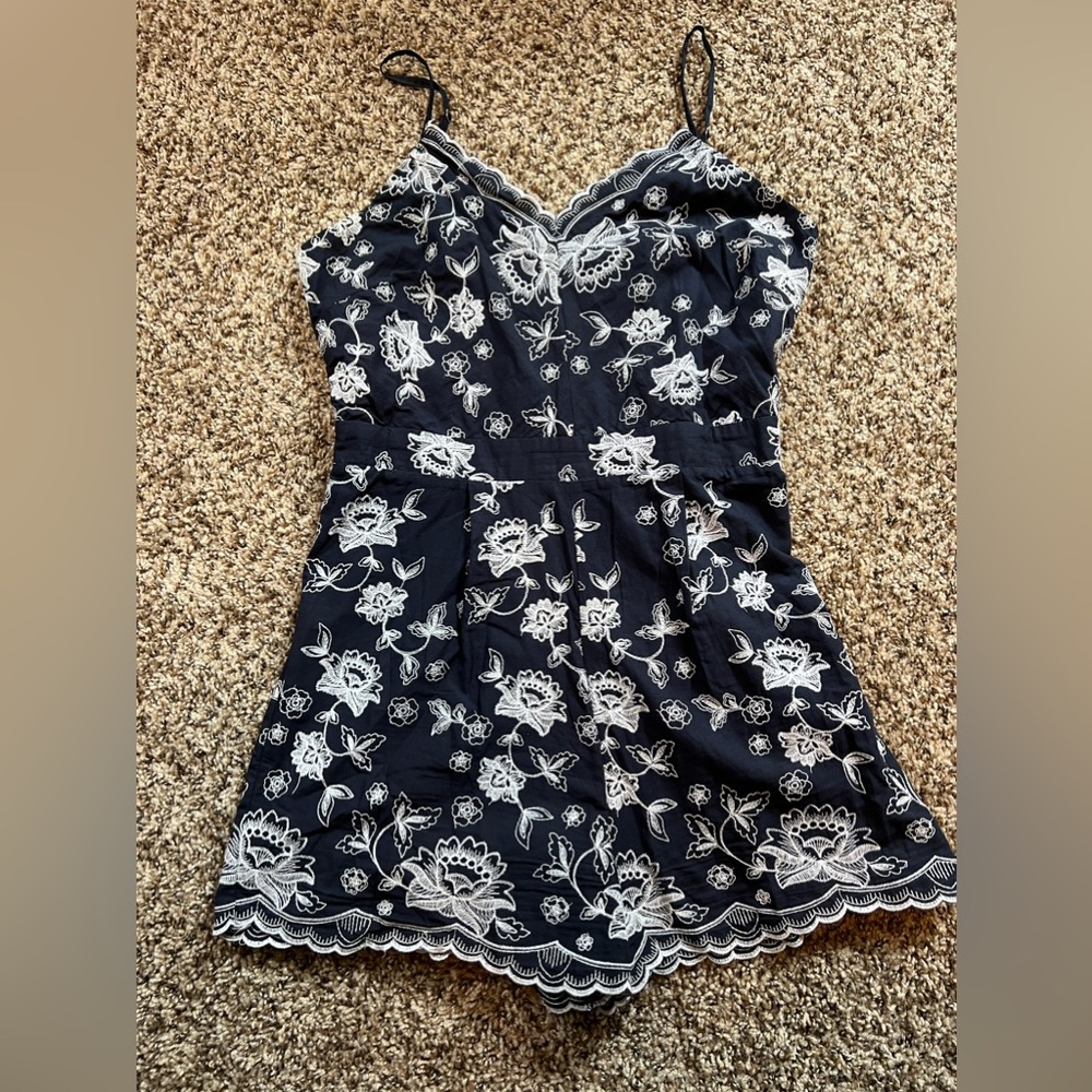 Navy blue and white romper